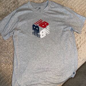 4th of July - New Balance Gray Tee with Red and Blue Graphic